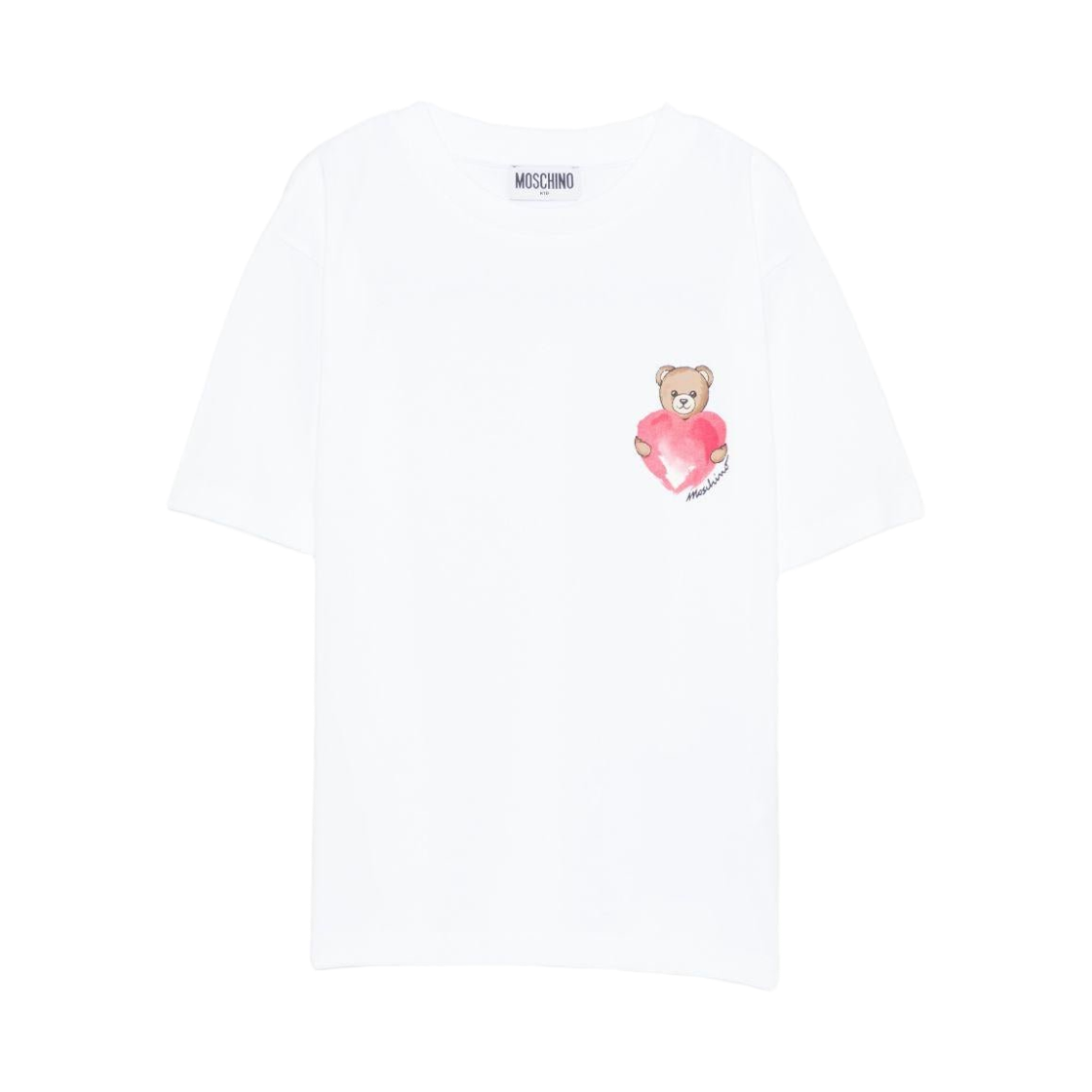 (키즈) 모스키노 하트 프린트 티셔츠 화이트((Kids) Moschino Heart Print T-Shirt White)