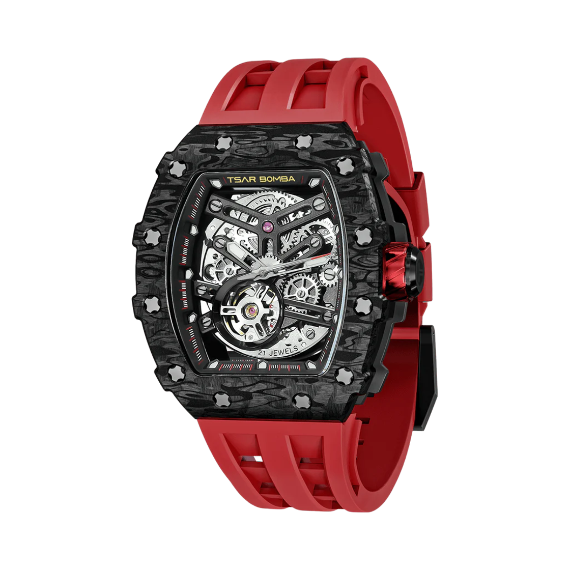 차르봄바 엘리멘탈 카본파이버 오토매틱 TB8208CF-39 패션 레드(Tsar Bomba Elemental Carbon Fiber Automatic TB8208CF-39 Fashion Red)