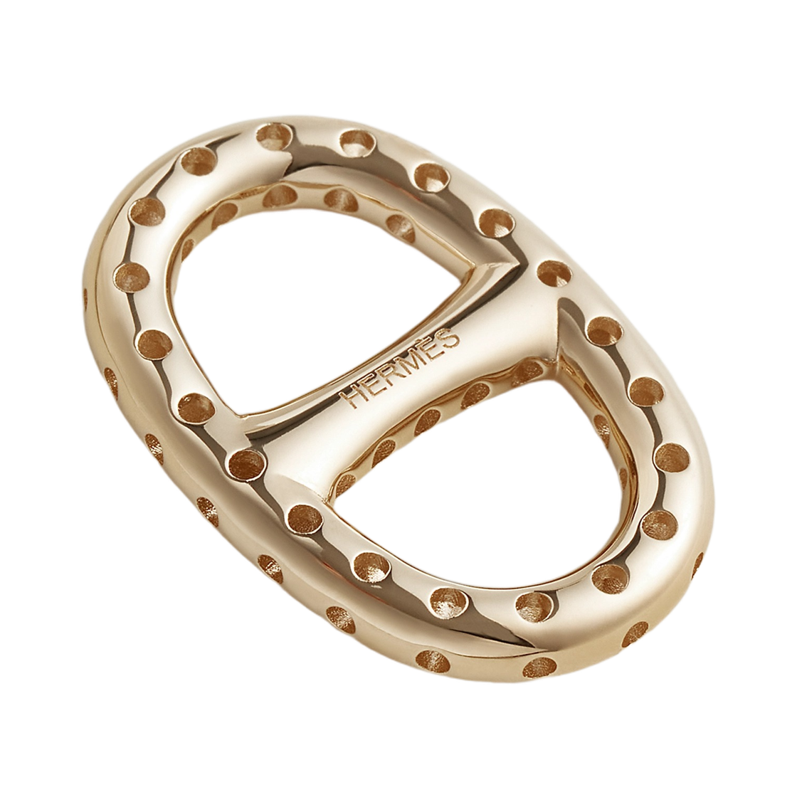 H603992S00 (W) Hermes Mini Chaine D'Ancre Perforee Twilly Ring Palladium & Permabrass