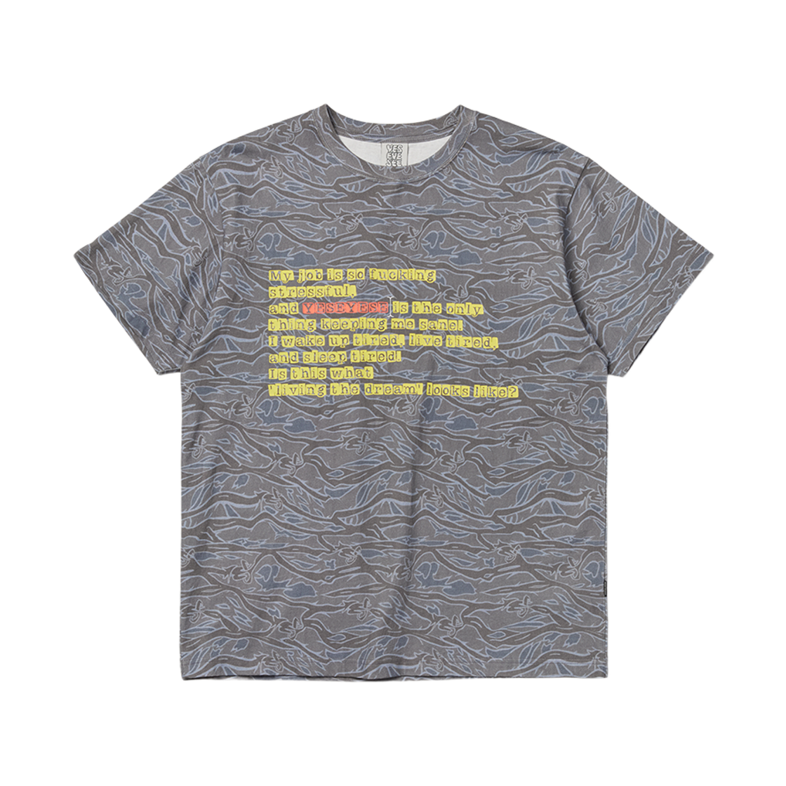 [더블적립]예스아이씨 예스 워딩 카모 티셔츠 네이비([더블적립]YESEYESEE Y.E.S Wording Camo Tee Navy)