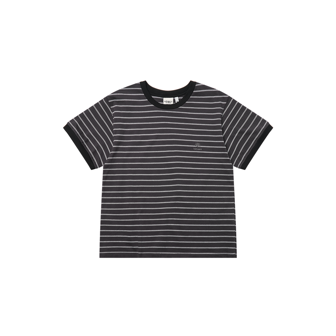 플랫웨이브 인 서울 로마 스트라이프 링거 티셔츠 차콜(Flatwave in Seoul Loma Stripe Ringer T-Shirts Charcoal)