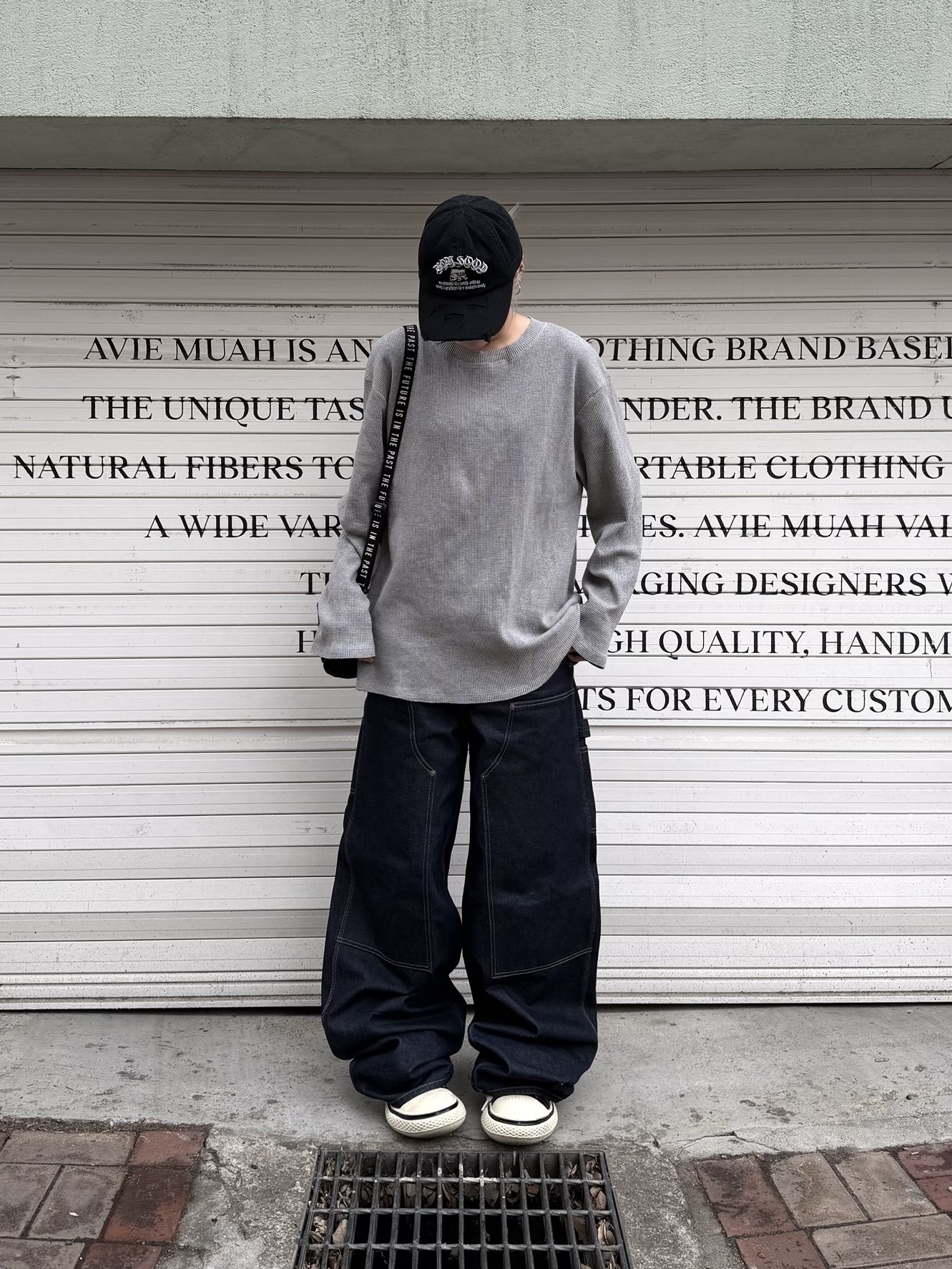 ETCE New Vision Destroyed Washed Cap Black 착용 스타일 - 4