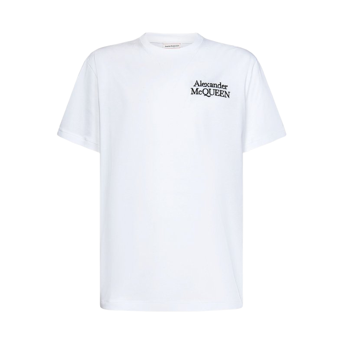 682868QTX899000 Alexander McQueen Embroidered Logo Short Sleeve T-Shirt White