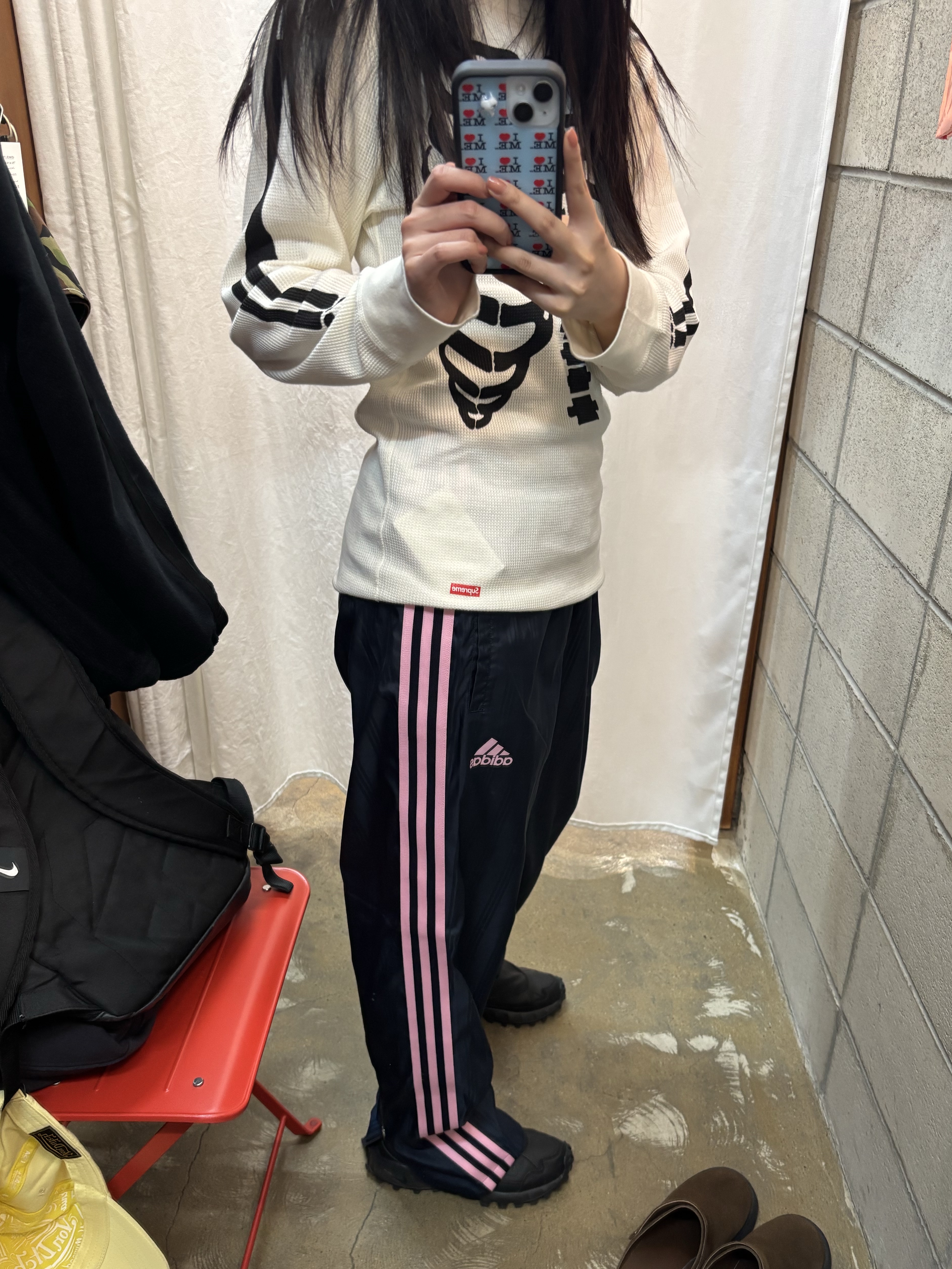 Supreme Hanes Bones Thermal Crew Natural (1 Pack) 착용 스타일 - 2