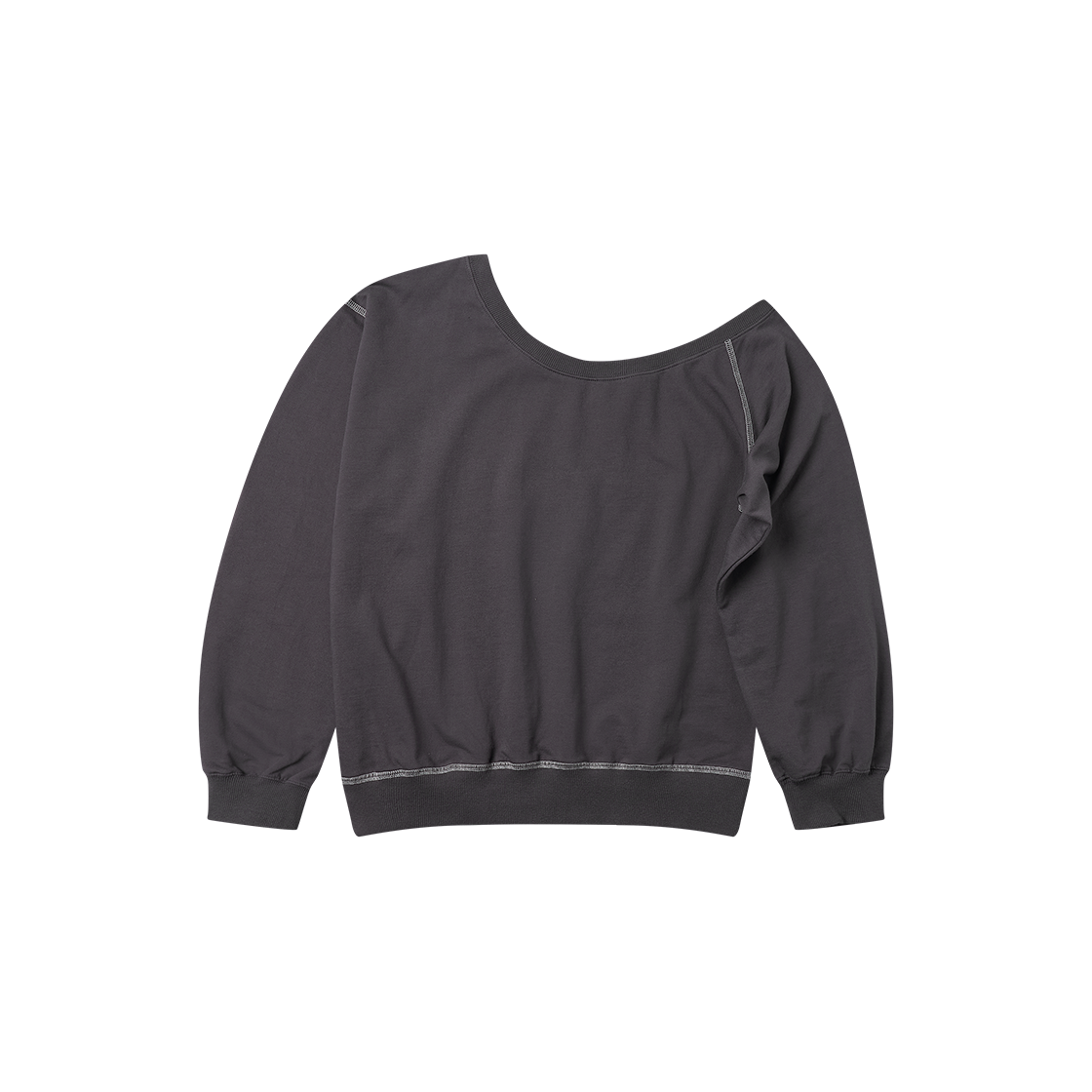 플랫웨이브 인 서울 카야 언발란스 오프숄더 스웨트셔츠 차콜(Flatwave in Seoul Kaya Unbalance Off Shoulder Sweatshirt Charcoal) - 1