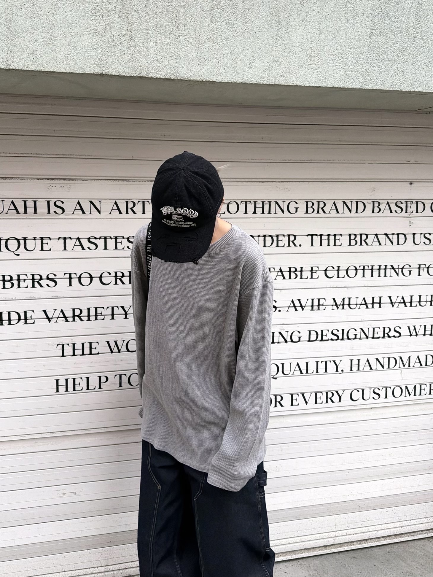 ETCE New Vision Destroyed Washed Cap Black 착용 스타일 - 3