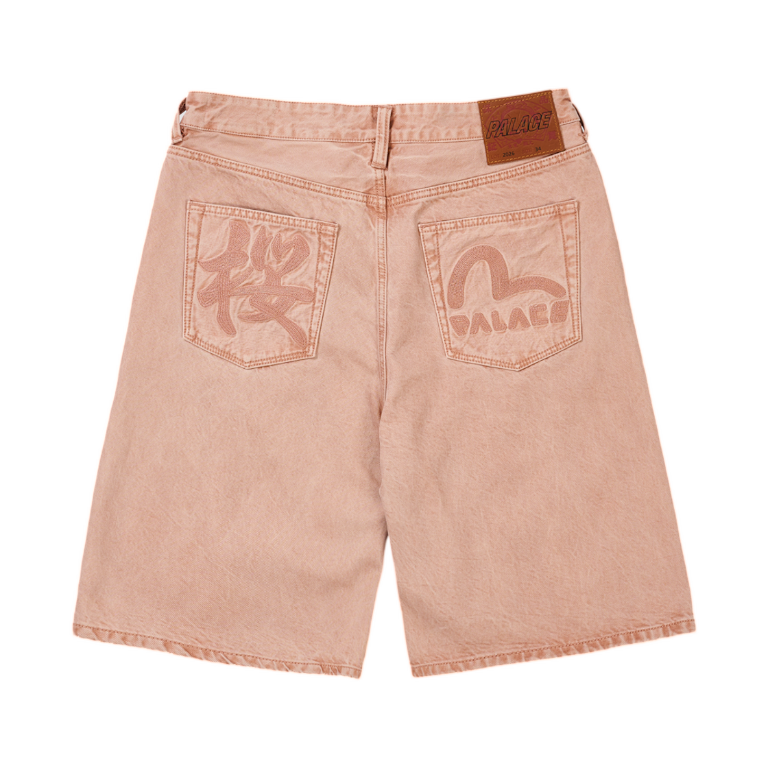 팔라스 x 에비수 롱 데님 쇼츠 핑크 워시 - 26SS(Palace x Evisu Long Denim Short Pink Wash - 26SS)