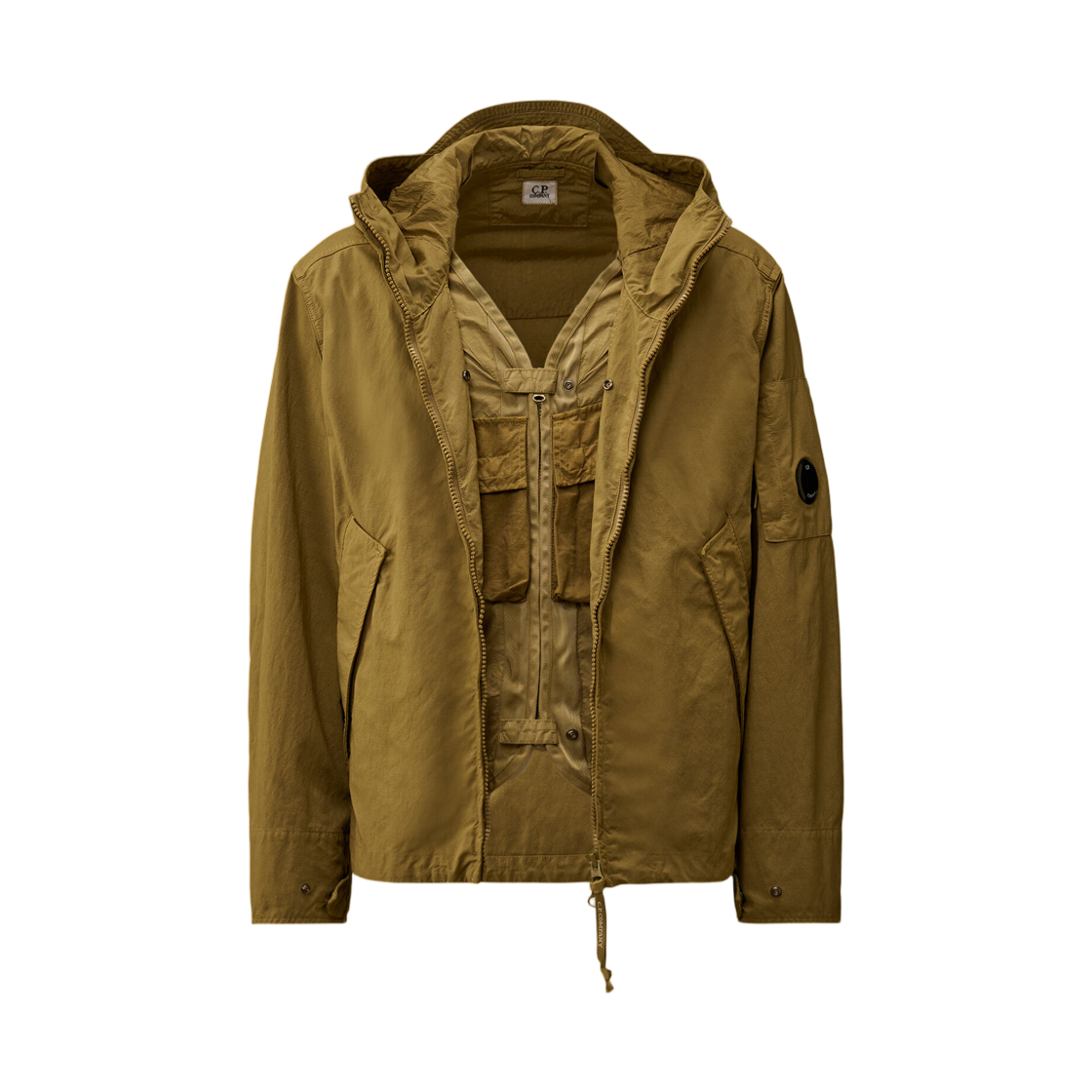 20CMOW149A110305G644 C.P. Company Twill Hooded Lens Jacket Dried Herb Green - 26SS