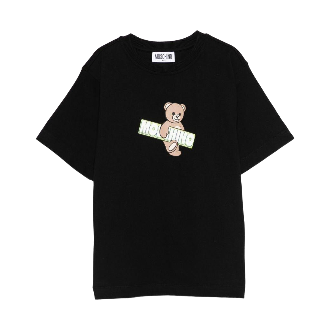 (키즈) 모스키노 로고 숏슬리브 티셔츠 블랙((Kids) Moschino Logo Short Sleeve T-Shirt Black)