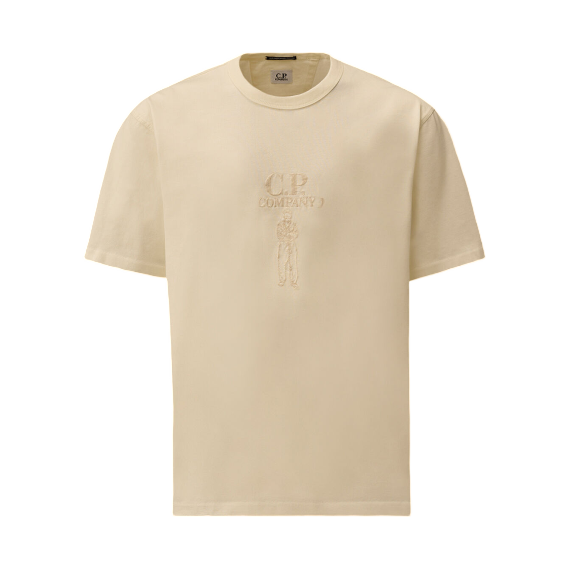 20CMTS120A110580W103 C.P. Company Mercerized Jersey 30/2 Twisted Short Sleeve Logo T-Shirt Gauze White - 26SS