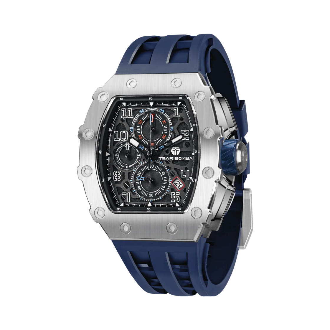 차르봄바 엘리멘탈 크로노그래프 캘린더 쿼츠 워치 TB8204Q-14 실버 블루(Tsar Bomba Elemental Chronograph Calendar Quartz TB8204Q-14 Silver Blue)