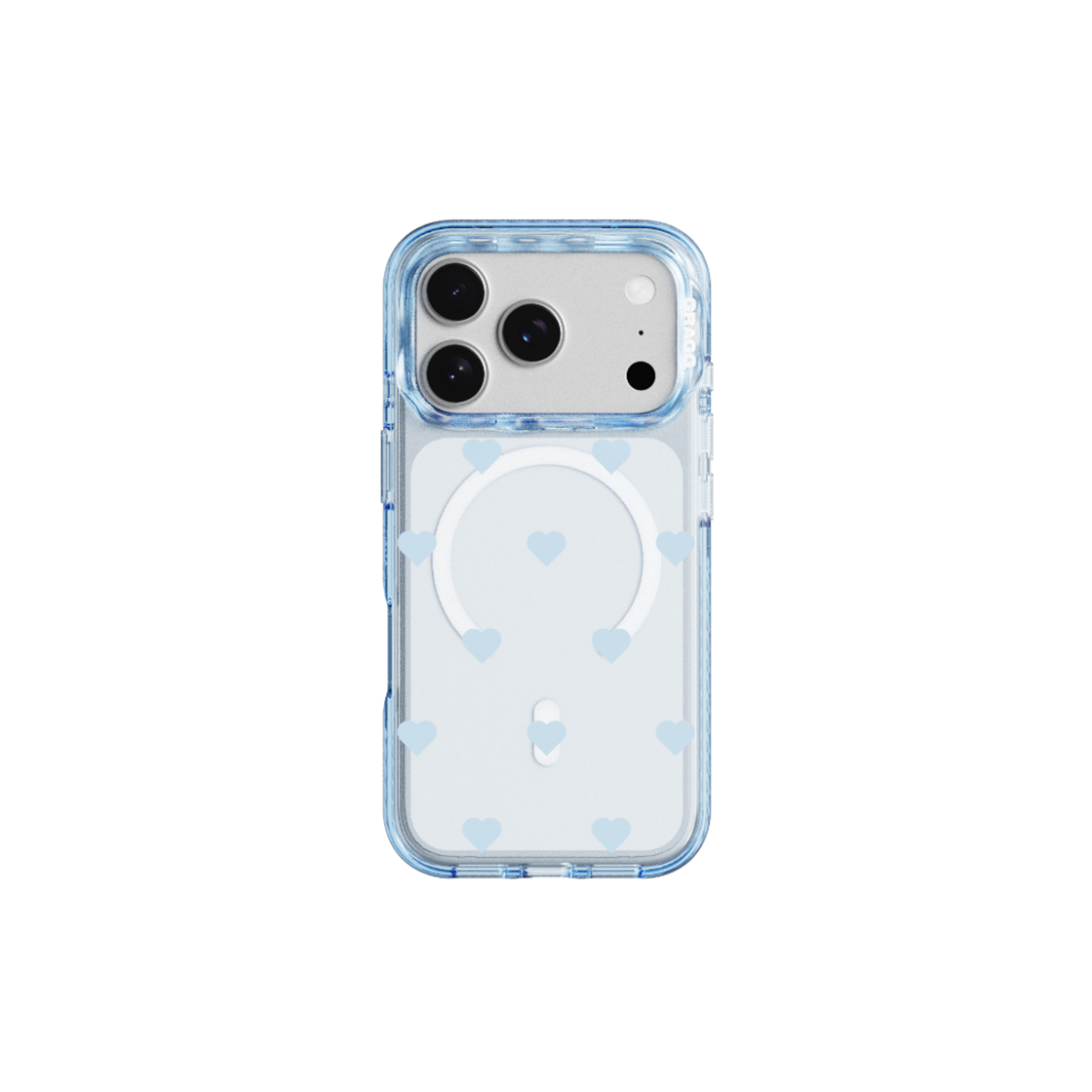 그래그 프레임 패턴 케이스 클리어 블루 - 하트 도트(GRAGG MAGSAFE LAYERS FRAME CASE CLEAR BLUE - HEART DOT)