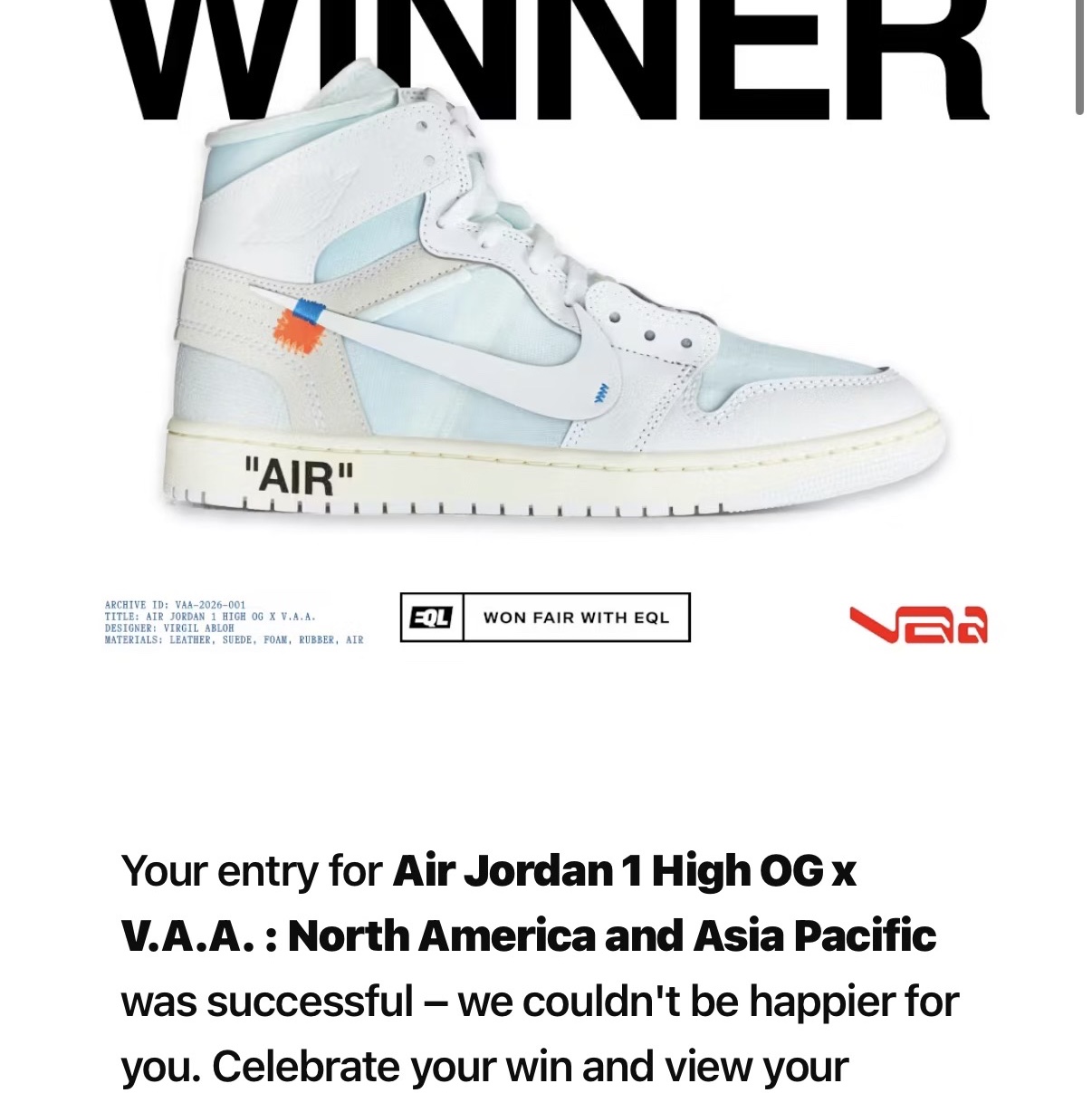 Jordan 1 x Virgil Abloh Archive Retro High Alaska White 착용 스타일