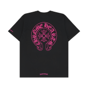 Chrome Hearts Horseshoe Logo T-Shirt Black Pink