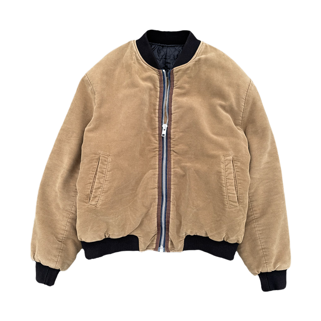 IW-072 INSSENSE Vintage Washed Moleskin  Bomber Camel