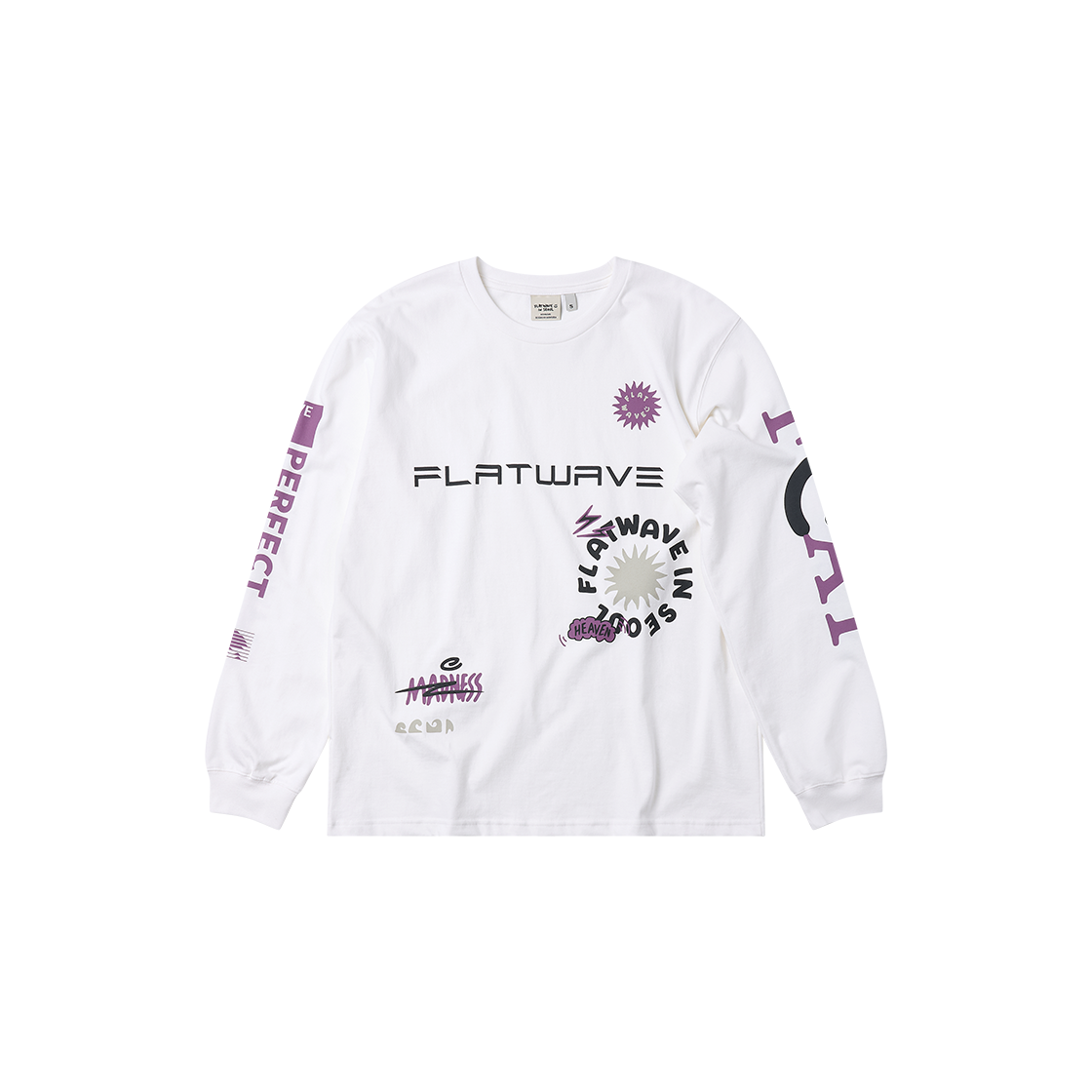 플랫웨이브 인 서울 엘바 프린트 롱슬리브 티셔츠 화이트(Flatwave in Seoul Elva Print Longsleeve T-Shirt White)