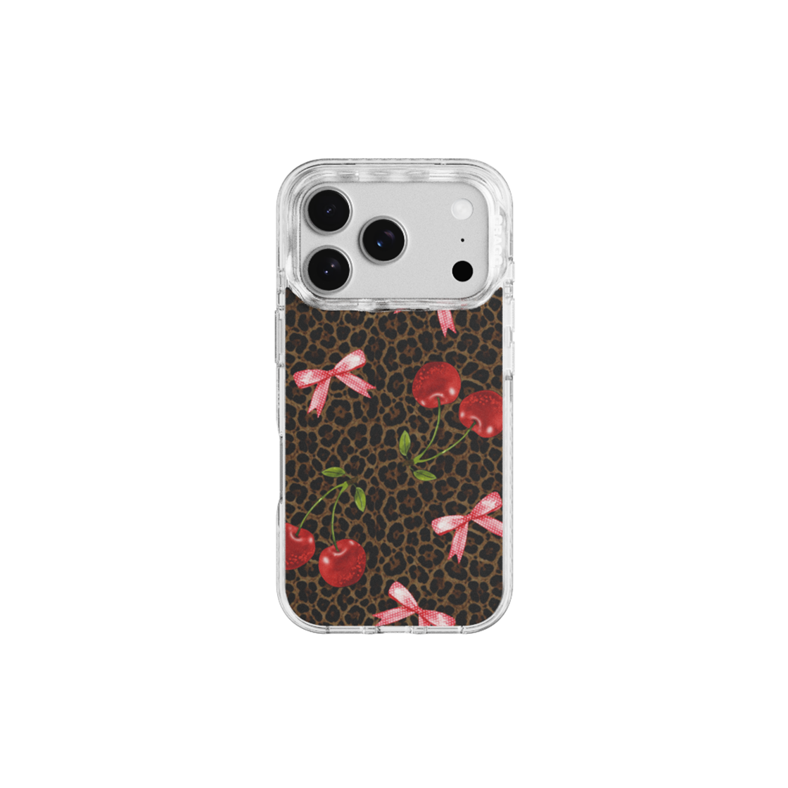 그래그 프레임 패턴 케이스 클리어 - 레오파드 체리 클럽(GRAGG MAGSAFE LAYERS FRAME CASE CLEAR - LEOPARD CHERRY CLUB)