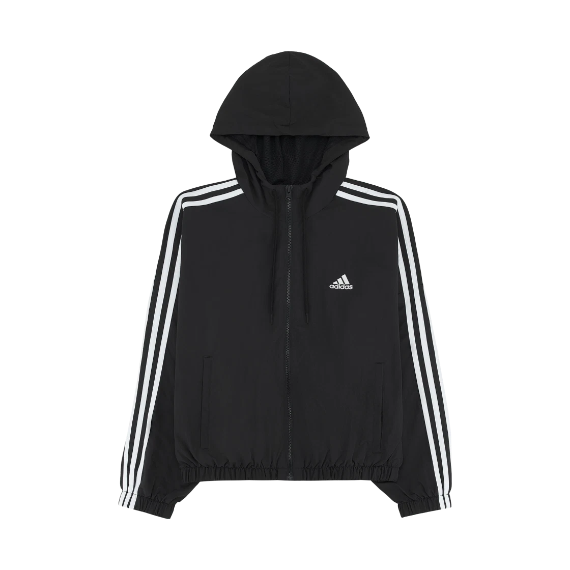 Adidas (W) Adidas Essential 3S Woven Windbreaker Jacket Black White - KR Sizing · S