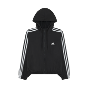 (W) Adidas Essential 3S Woven Windbreaker Jacket Black White - KR Sizing