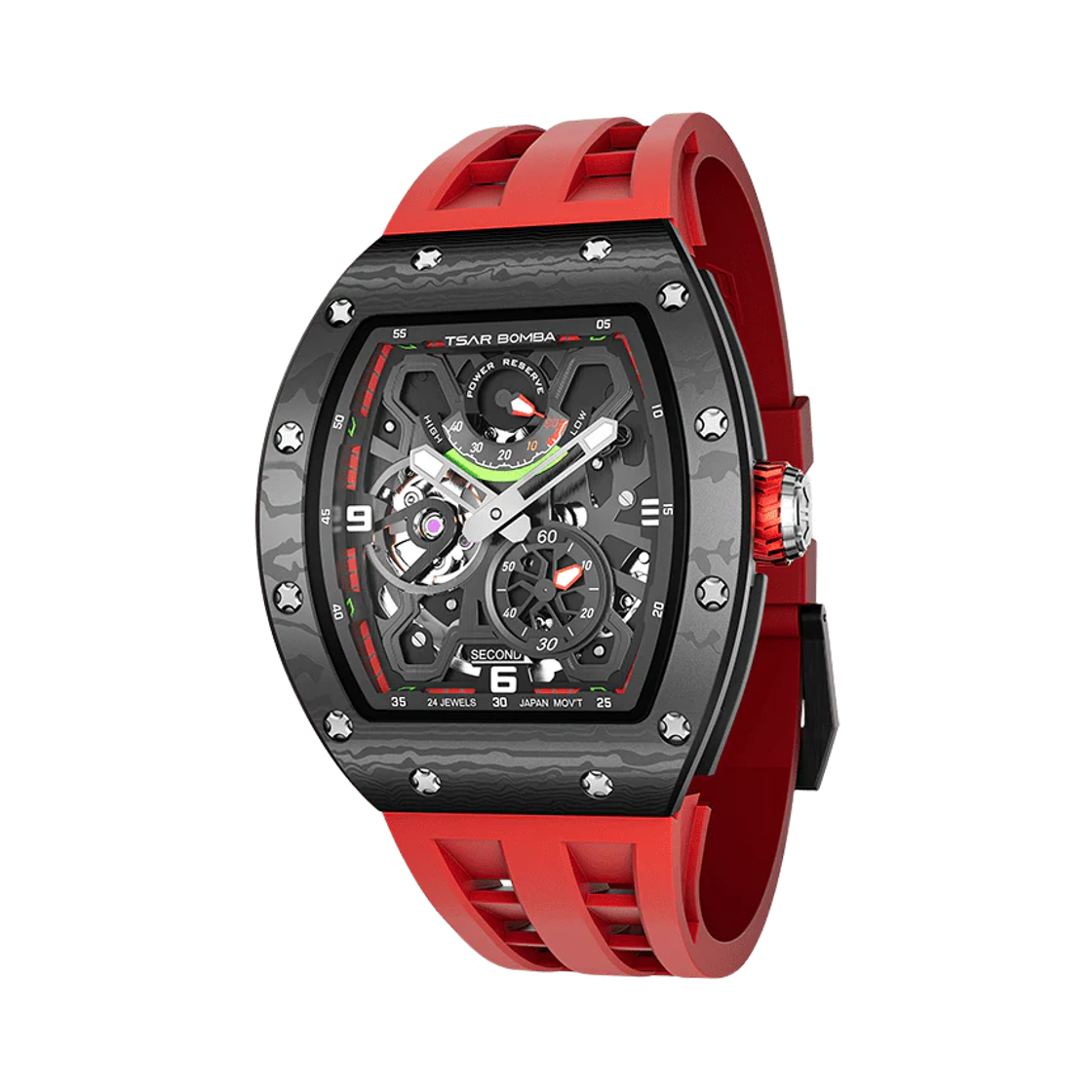 차르봄바 엘리멘탈 카본파이버 파워리저브 오토매틱 TB8212CF-02 레드(Tsar Bomba Elemental-Carbon Fiber Automatic TB8212CF-02 Red)
