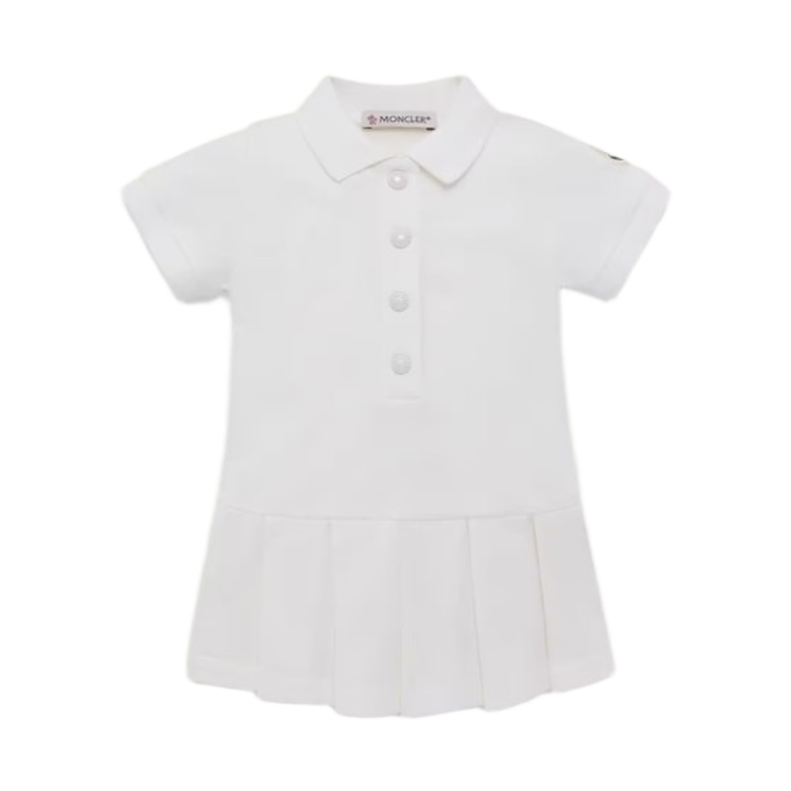 L1-951-8I00008-8496F-034 (Kids) Moncler Cotton Piquet Polo Shirt Dress White - 26SS