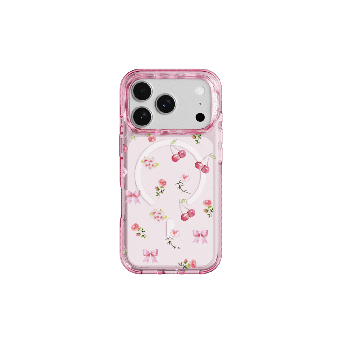 그래그 프레임 패턴 케이스 클리어 핑크 - 스캐터 플라워(GRAGG MAGSAFE LAYERS FRAME CASE CLEAR PINK - SCATTER FLOWER)