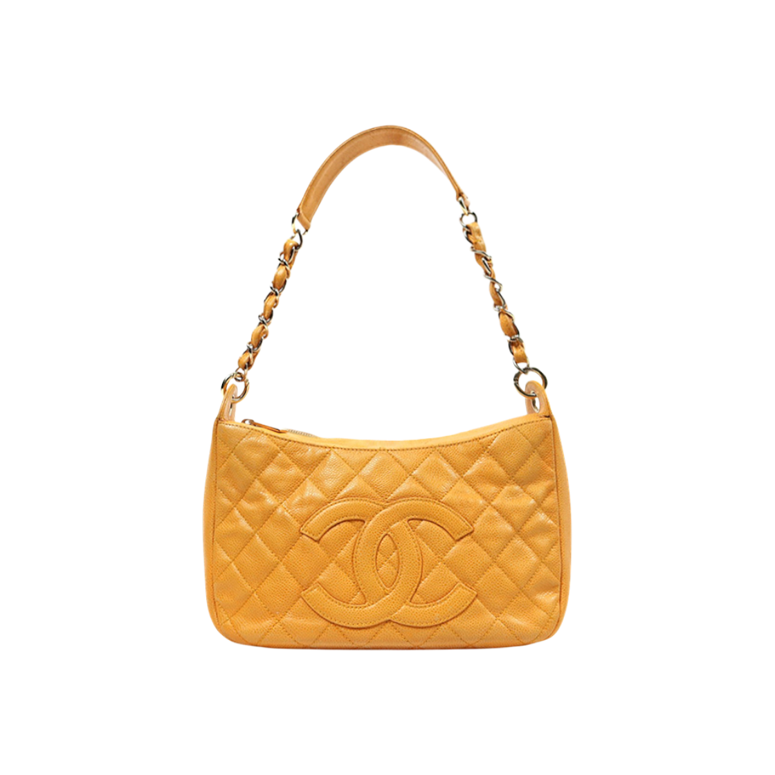 ITN8BIRJ282A Chanel Caviar Yellow Quilted Big CC Chain Shoulder Bag