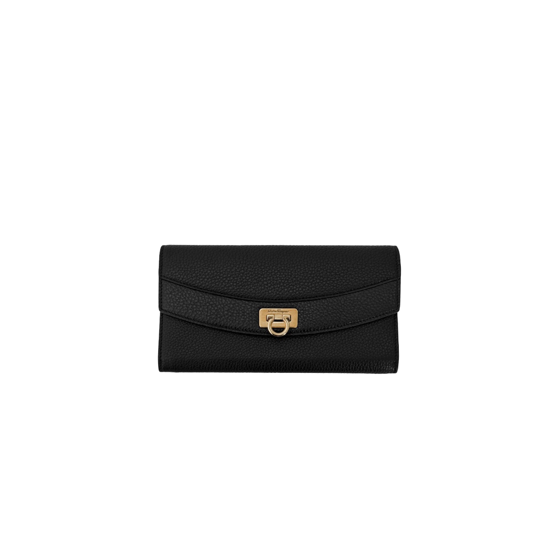 페라가모 여성 간치니 22 레더 클로저 플랩 장지갑 블랙 금장(Salvatore Ferragamo Women's Gancini 22 Leather Flap Wallet in Black with Gold Hardware) - 1