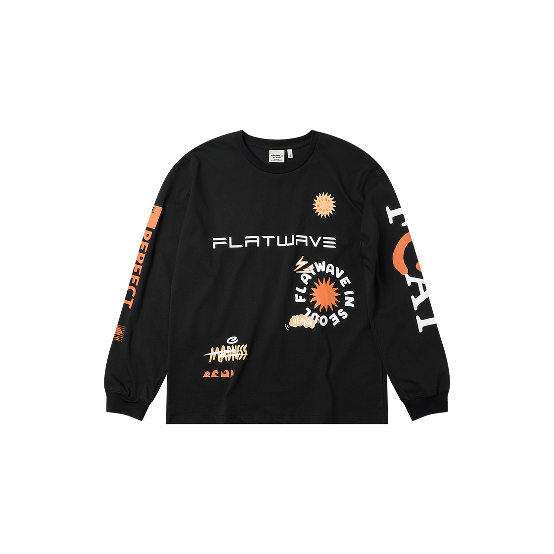 플랫웨이브 인 서울 엘바 프린트 롱슬리브 티셔츠 블랙(Flatwave in Seoul Elva Print Longsleeve T-Shirt Black)