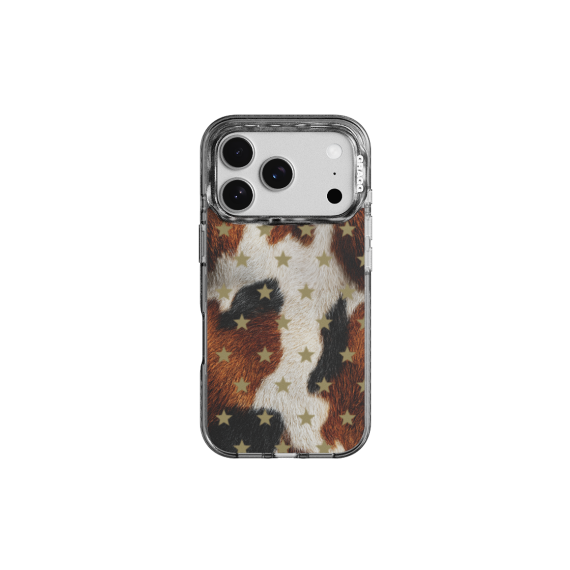 그래그 프레임 패턴 케이스 클리어 블랙 - 라떼 스타(GRAGG MAGSAFE LAYERS FRAME CASE CLEAR BLACK - LATTE STAR)