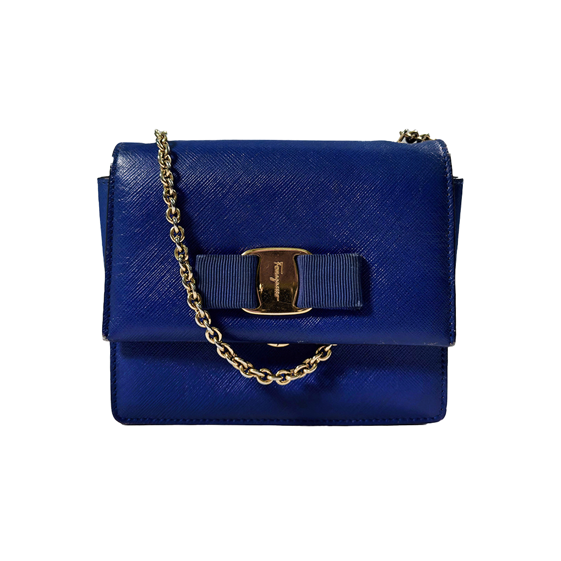 페라가모 여성 지니 바라 보우 체인 숄더 크로스백 블루 21 E133(Salvatore Ferragamo Women's Gini Bow Chain Shoulder Crossbody Bag - Blue 21 E133) - 1