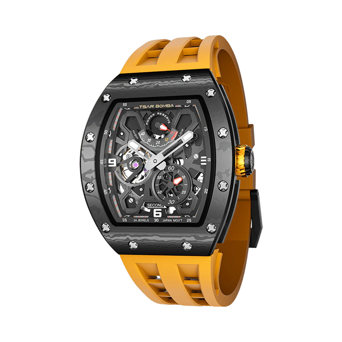 차르봄바 엘리멘탈 카본파이버 파워리저브 오토매틱 TB8212CF-03 옐로우(Tsar Bomba Elemental-Carbon Fiber Automatic TB8212CF-03 Yellow)