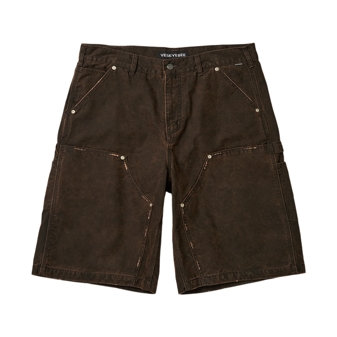 [더블적립]예스아이씨 워시드 캔버스 카펜터 쇼츠 브라운([더블적립]YESEYESEE Washed Canvas Carpenter Shorts Brown)