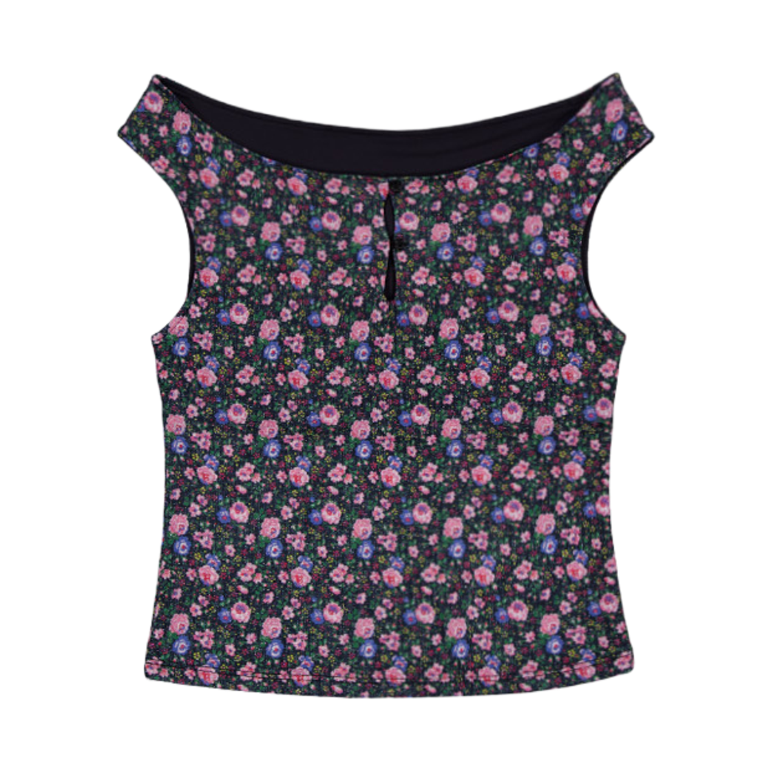 로나 플라워 글로시 오프 탑(Murmure Rona Flower Glossy Off-Shoulder Top)