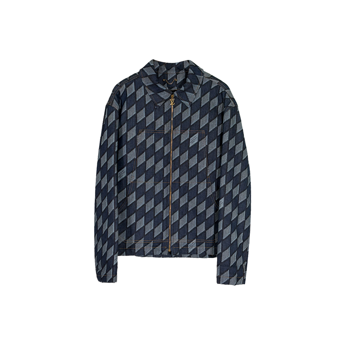 ITJLMJSNOATF Louis Vuitton Men's Damier Padded Denim Trucker Jacket - Indigo
