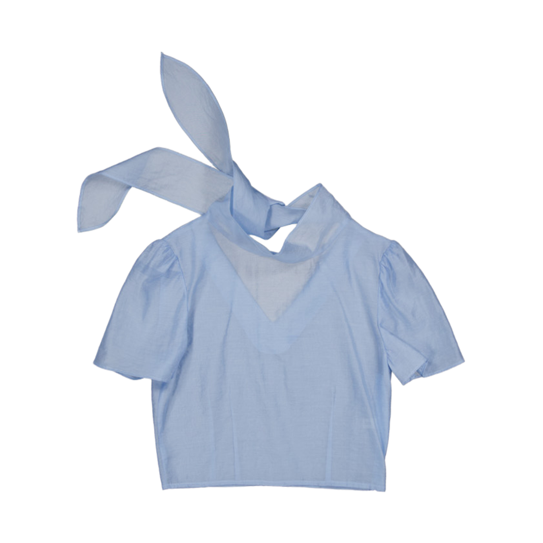 로먼 백브이 타이 블라우스 포그블루(Murmure Roman Back V-Tie Blouse Fog Blue) - 2