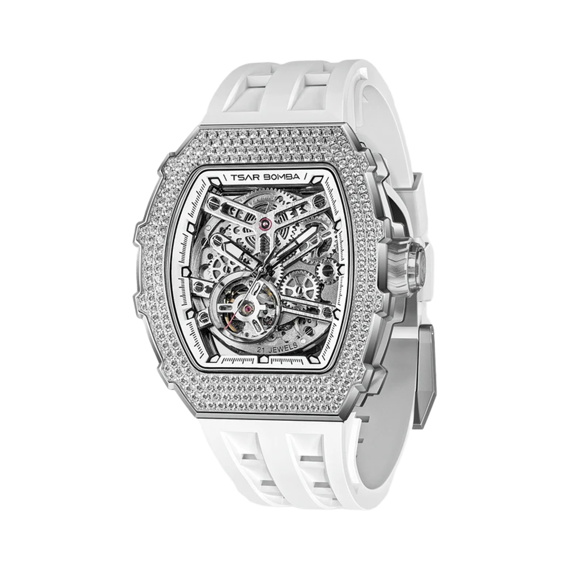 차르봄바 엘리멘탈 지르코니아 큐빅 오토매틱 워치 TB8208D-11 화이트 2(Tsar Bomba Elemental Zirconia Cubic Automatic TB8208D-11 White 2)