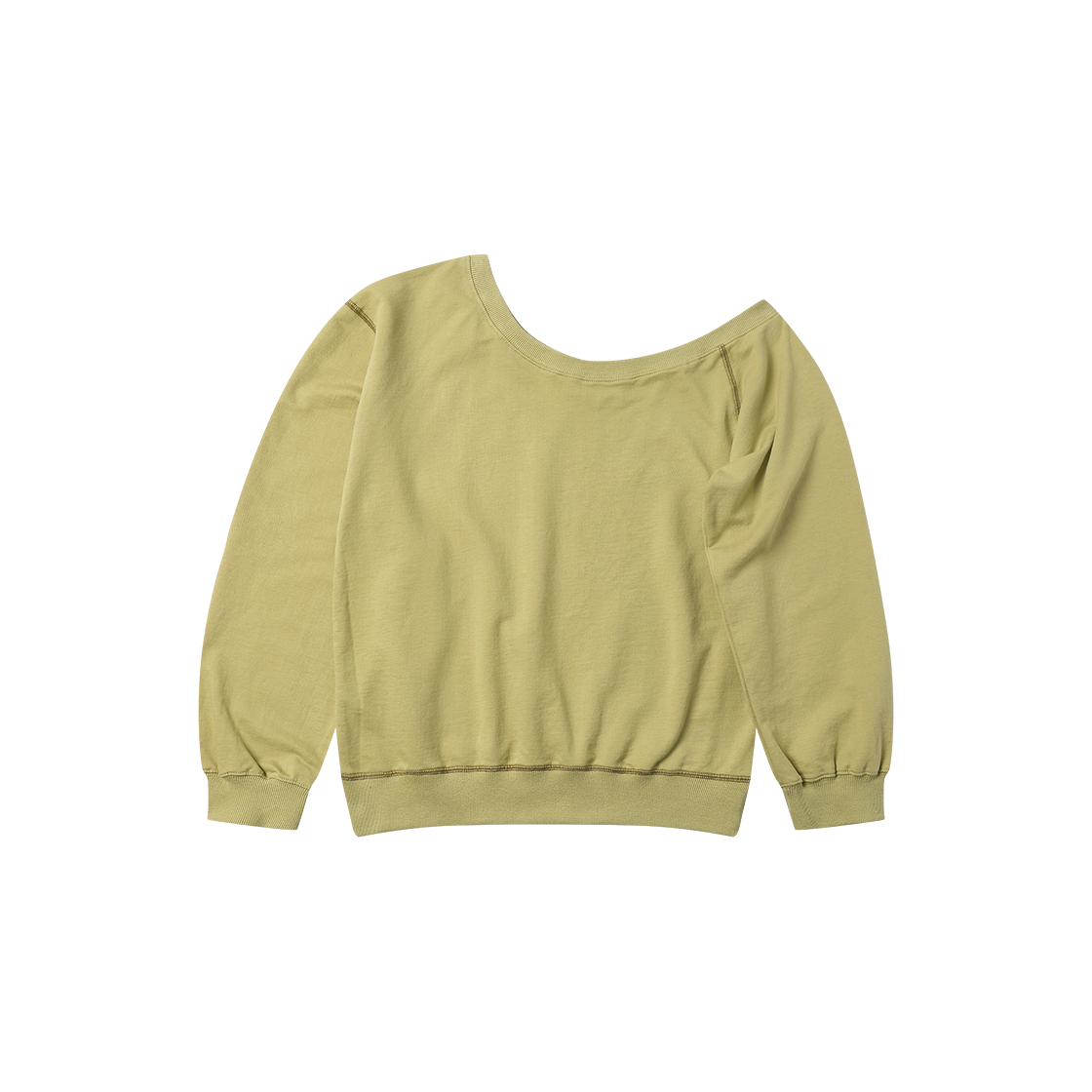 플랫웨이브 인 서울 카야 언발란스 오프숄더 스웨트셔츠 올리브(Flatwave in Seoul Kaya Unbalance Off Shoulder Sweatshirt Olive)