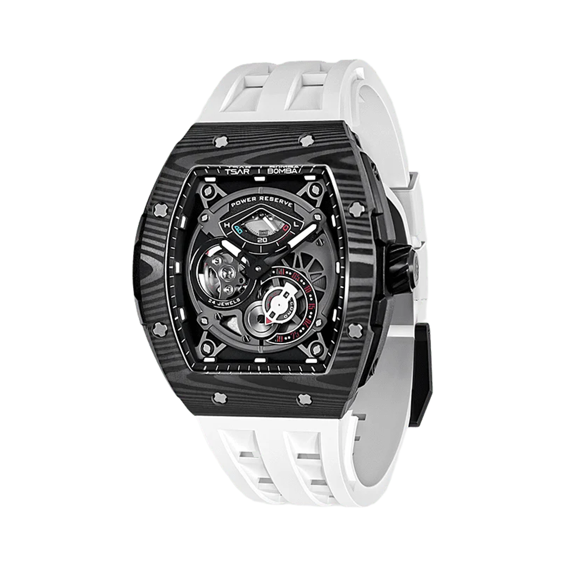 차르봄바 엘리멘탈 카본파이버 파워리저브 오토매틱 TB8210CF-02 엘리트 화이트(Tsar Bomba Elemental Carbon Fiber Automatic TB8210CF-02 Elite White)