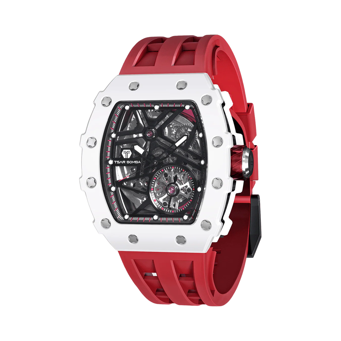 차르봄바 엘리멘탈 세라믹 오토매틱 TB8209C-01 화이트 레드(Tsar Bomba Elemental Ceramic Automatic TB8209-01 White Red)