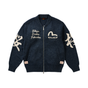 Palace x Evisu Zip Through Chunky Knit Indigo - 26SS