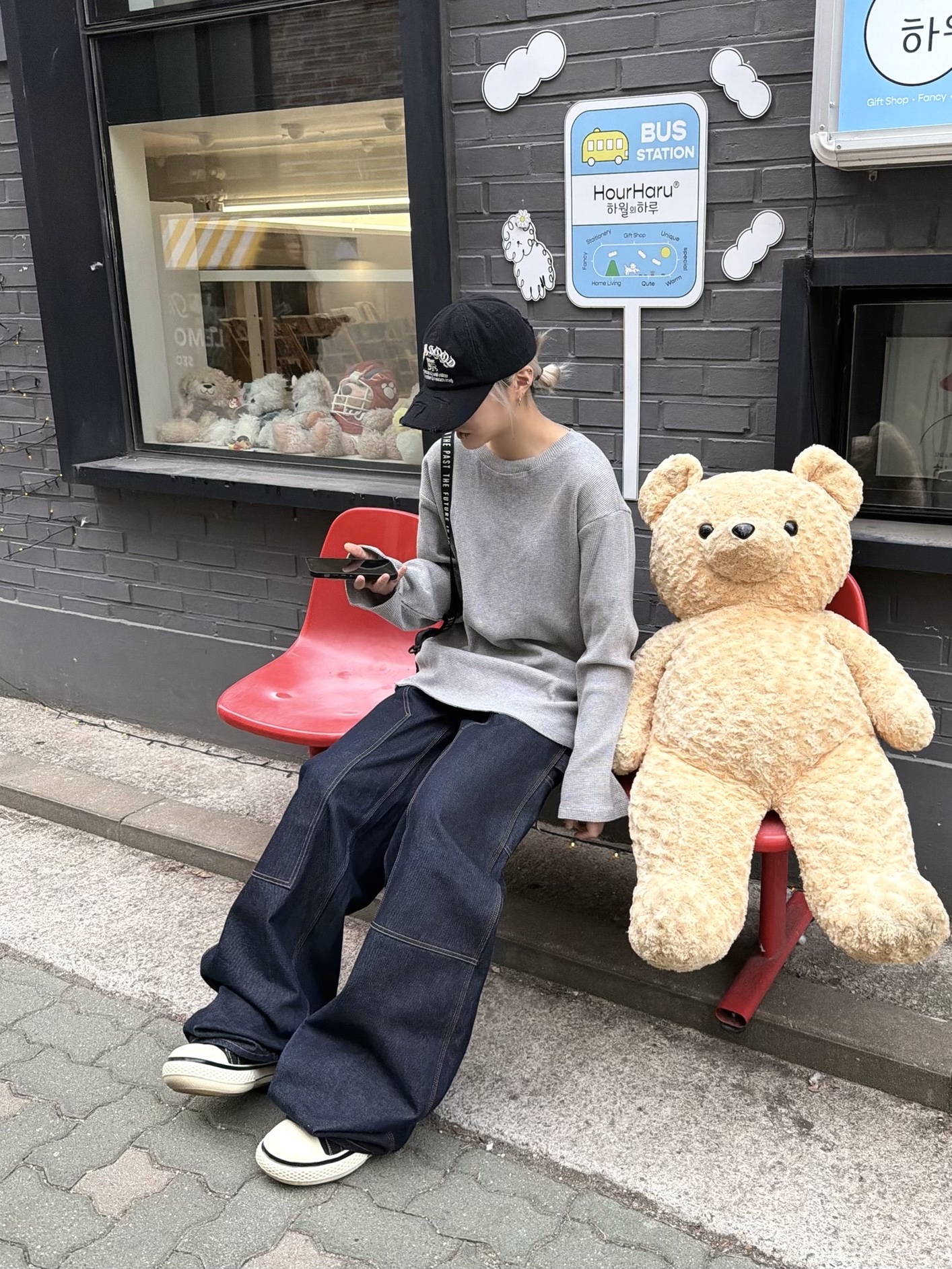 ETCE New Vision Destroyed Washed Cap Black 착용 스타일 - 5