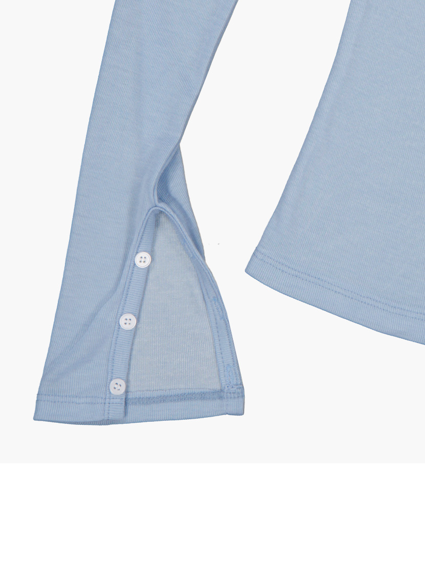 뮈르뮈르 유우 슬릿 버튼 시어 티 스카이블루(Murmure Yuu Slit Button T-Shirt Skyblue) - 3