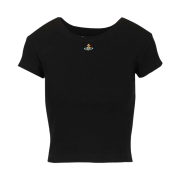 (W) Vivienne Westwood Rib Jersey Baby Peru Cropped T-Shirt Black