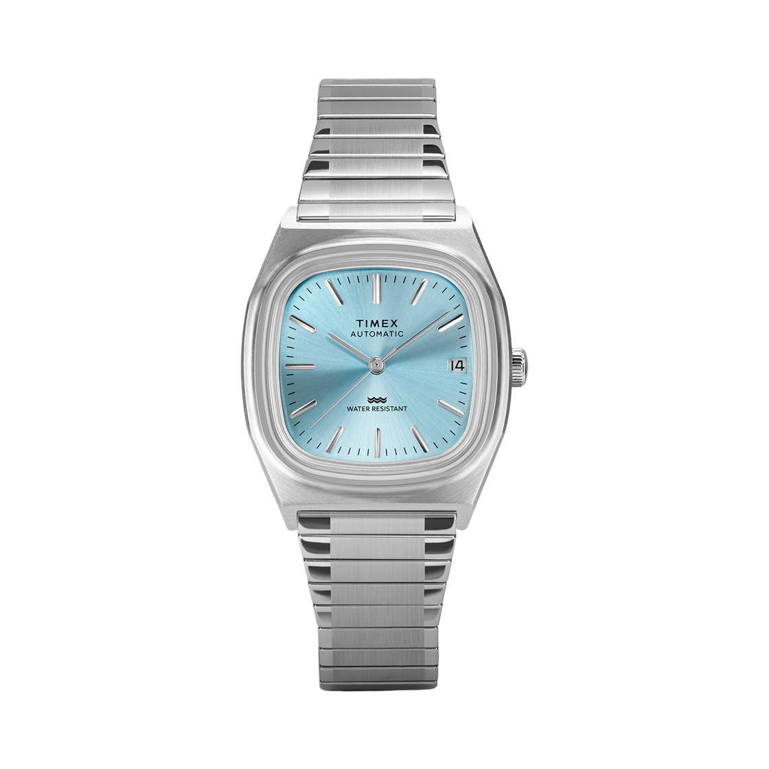 타이맥스 오토매틱 1983E 34mm 스테인레스 스틸 익스펜션 밴드 워치 블루 실버(Timex Automatic 1983E 34mm Stainless Steel Expansion Band Watch Blue Silver)