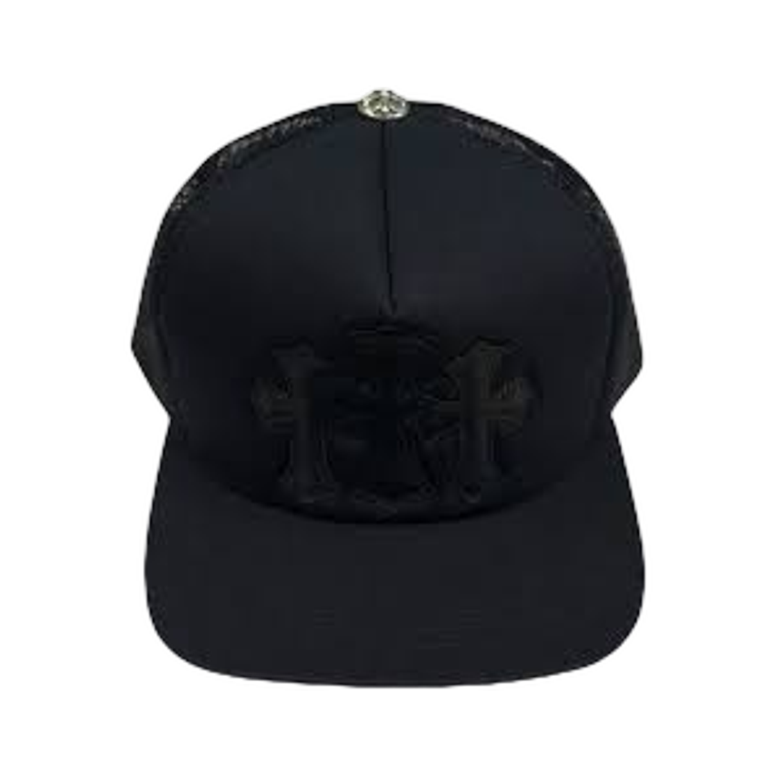- Chrome Hearts Leather Cemetery Patch Trucker Hat Black Black (Scroll Label Ver.)