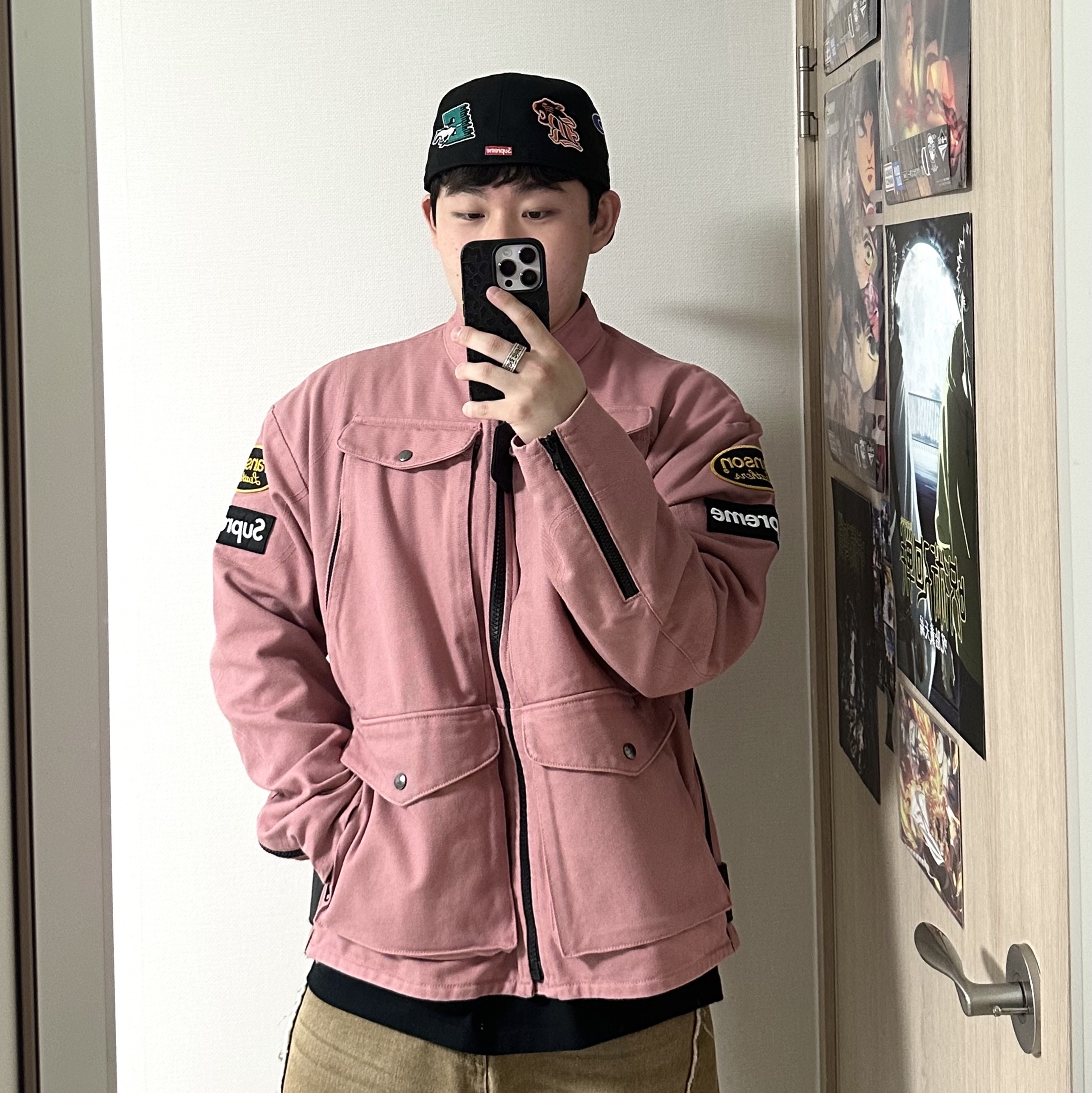 Supreme x Vanson Leathers Cordura Jacket Pink - 26SS, Supreme x Vanson Leathers L/S Top Black - 26SS ์ฐฉ์ฉ ์คํ์ผ - 3