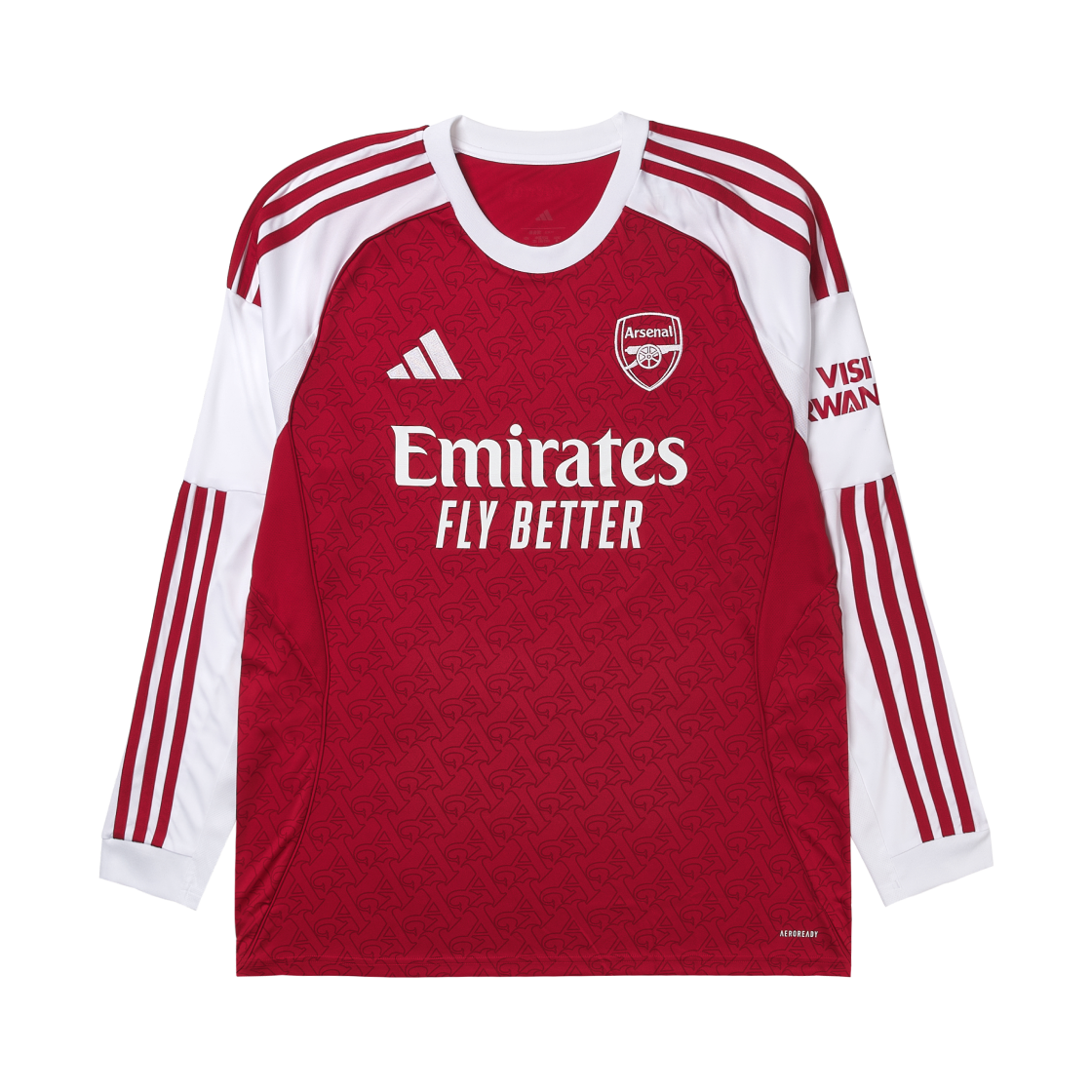 아디다스 아스널 2025/26 홈 롱슬리브 저지 베러 스칼렛 화이트 - KR 사이즈 (논 마킹 버전)(Adidas Arsenal 2025/26 Home LS Jersey Better Scarlet White - KR Sizing (Non Marking Ver.))