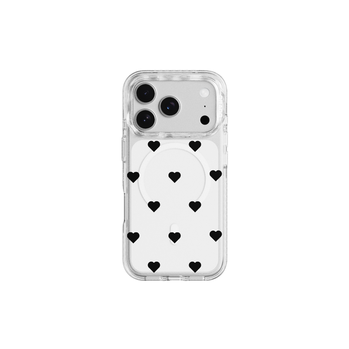 그래그 프레임 패턴 케이스 클리어 - 하트 도트(GRAGG MAGSAFE LAYERS FRAME CASE CLEAR - HEART DOT)