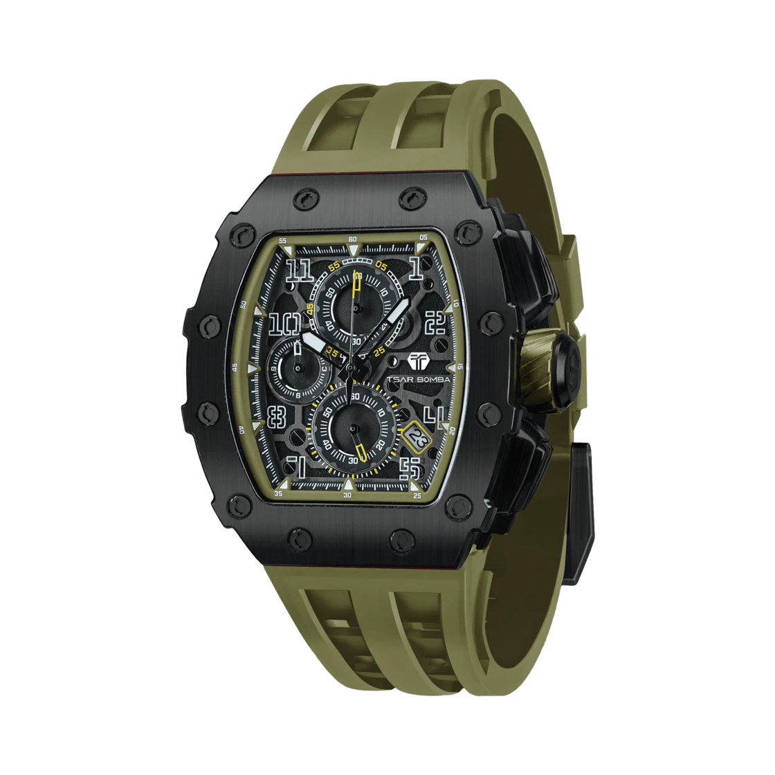 차르봄바 엘리멘탈 크로노그래프 캘린더 쿼츠 워치 TB8204Q-38 올리브 그린(Tsar Bomba Elemental Chronograph Calendar Quartz TB8204Q-38 Olive Green)